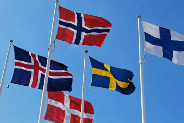 Flags of the Nordic countries that ScandiBox IPTV supply content for